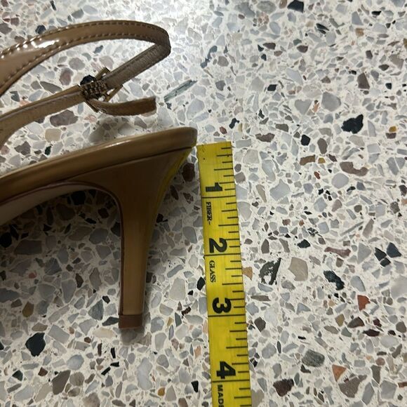 Kate Spade mesh slingback patent trim heels pump tan nude beige 7 - Picture 10 of 10